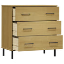 vidaXL OSLO barna tömör fa tálalószekrény 3 fiókkal 77 x 40 x 79,5 cm