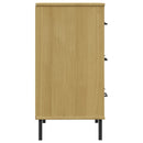 vidaXL OSLO barna tömör fa tálalószekrény 3 fiókkal 77 x 40 x 79,5 cm