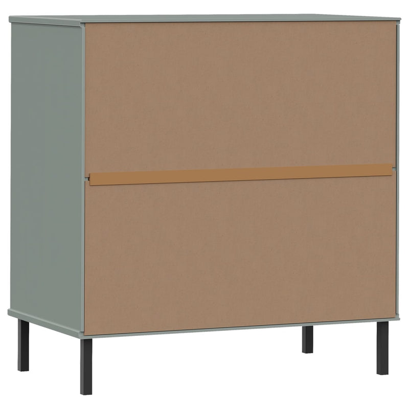 vidaXL OSLO szürke tömör fa tálalószekrény 3 fiókkal 77 x 40 x 79,5 cm
