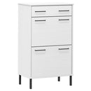 vidaXL OSLO fehér tömör fenyőfa cipőszekrény fém lábakkal