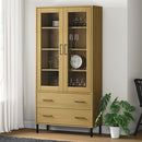 vidaXL OSLO barna tömör fa könyvszekrény fém lábakkal 85x35x172,5 cm