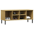 vidaXL OSLO barna tömör fa cipőszekrény fém lábakkal 106 x 35 x 45 cm