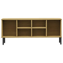 vidaXL OSLO barna tömör fa cipőszekrény fém lábakkal 106 x 35 x 45 cm