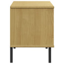 vidaXL OSLO barna tömör fa cipőszekrény fém lábakkal 106 x 35 x 45 cm