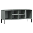 vidaXL OSLO szürke tömör fa cipőszekrény fém lábakkal 106 x 35 x 45 cm