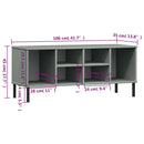 vidaXL OSLO szürke tömör fa cipőszekrény fém lábakkal 106 x 35 x 45 cm