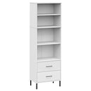 vidaXL OSLO fehér tömör fa könyvszekrény 2 fiókkal 60 x 35 x 180 cm