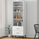 vidaXL OSLO fehér tömör fa könyvszekrény 2 fiókkal 60 x 35 x 180 cm