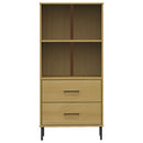 vidaXL OSLO barna tömör fa könyvszekrény 2 fiókkal 60 x 35 x 128,5 cm
