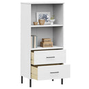vidaXL OSLO fehér tömör fa könyvszekrény 2 fiókkal 60 x 35 x 128,5 cm