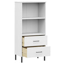 vidaXL OSLO fehér tömör fa könyvszekrény 2 fiókkal 60 x 35 x 128,5 cm