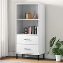vidaXL OSLO fehér tömör fa könyvszekrény 2 fiókkal 60 x 35 x 128,5 cm