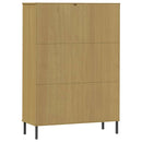 vidaXL OSLO barna tömör fa könyvszekrény fém lábakkal 90x35x128,5 cm