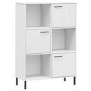 vidaXL OSLO fehér tömör fa könyvszekrény fém lábakkal 90x35x128,5 cm