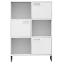 vidaXL OSLO fehér tömör fa könyvszekrény fém lábakkal 90x35x128,5 cm