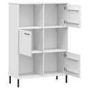 vidaXL OSLO fehér tömör fa könyvszekrény fém lábakkal 90x35x128,5 cm