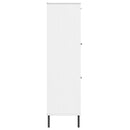 vidaXL OSLO fehér tömör fa könyvszekrény fém lábakkal 90x35x128,5 cm