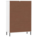 vidaXL OSLO fehér tömör fa könyvszekrény fém lábakkal 90x35x128,5 cm