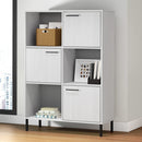 vidaXL OSLO fehér tömör fa könyvszekrény fém lábakkal 90x35x128,5 cm