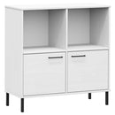 vidaXL OSLO fehér tömör fa könyvszekrény fém lábakkal 90x35x90,5 cm