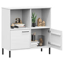vidaXL OSLO fehér tömör fa könyvszekrény fém lábakkal 90x35x90,5 cm