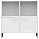 vidaXL OSLO fehér tömör fa könyvszekrény fém lábakkal 90x35x90,5 cm