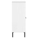vidaXL OSLO fehér tömör fa könyvszekrény fém lábakkal 90x35x90,5 cm