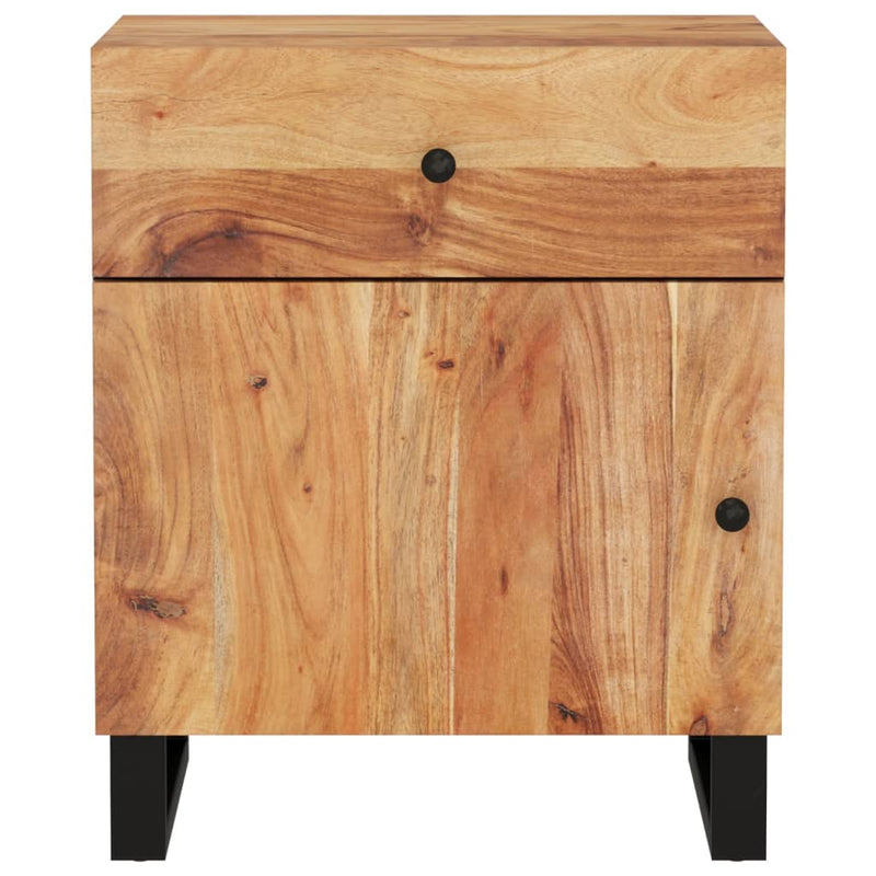 vidaXL tömör akácfa és szerelt fa éjjeliszekrény 50 x 33 x 60 cm