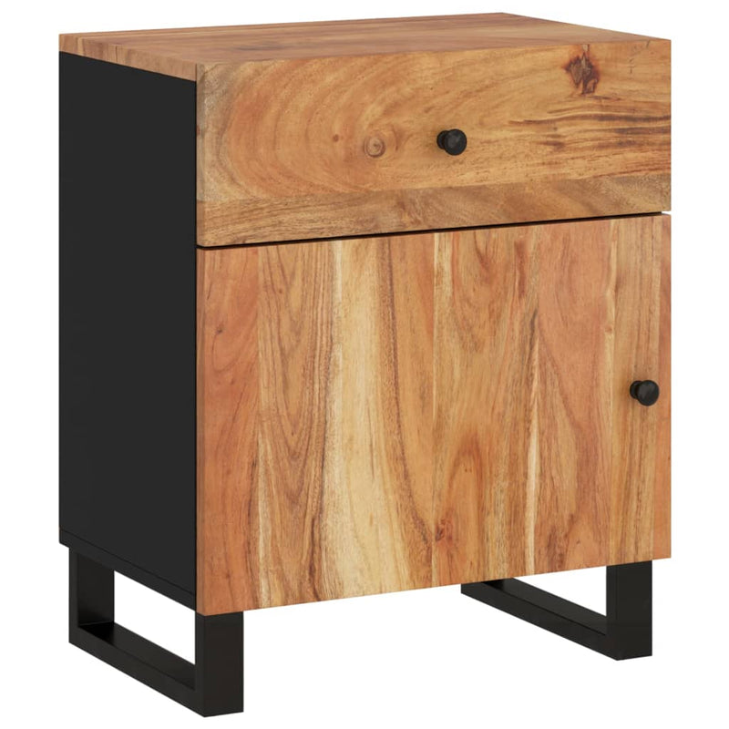 vidaXL tömör akácfa és szerelt fa éjjeliszekrény 50 x 33 x 60 cm