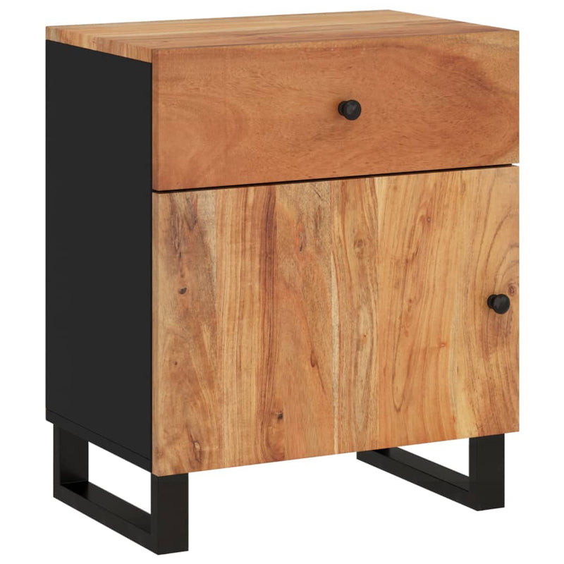 vidaXL tömör akácfa és szerelt fa éjjeliszekrény 50 x 33 x 60 cm