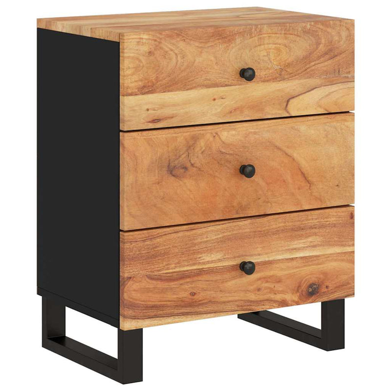 vidaXL tömör akácfa és szerelt fa éjjeliszekrény 50 x 33 x 62 cm