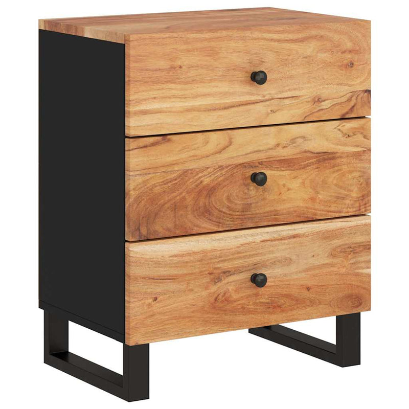vidaXL tömör akácfa és szerelt fa éjjeliszekrény 50 x 33 x 62 cm