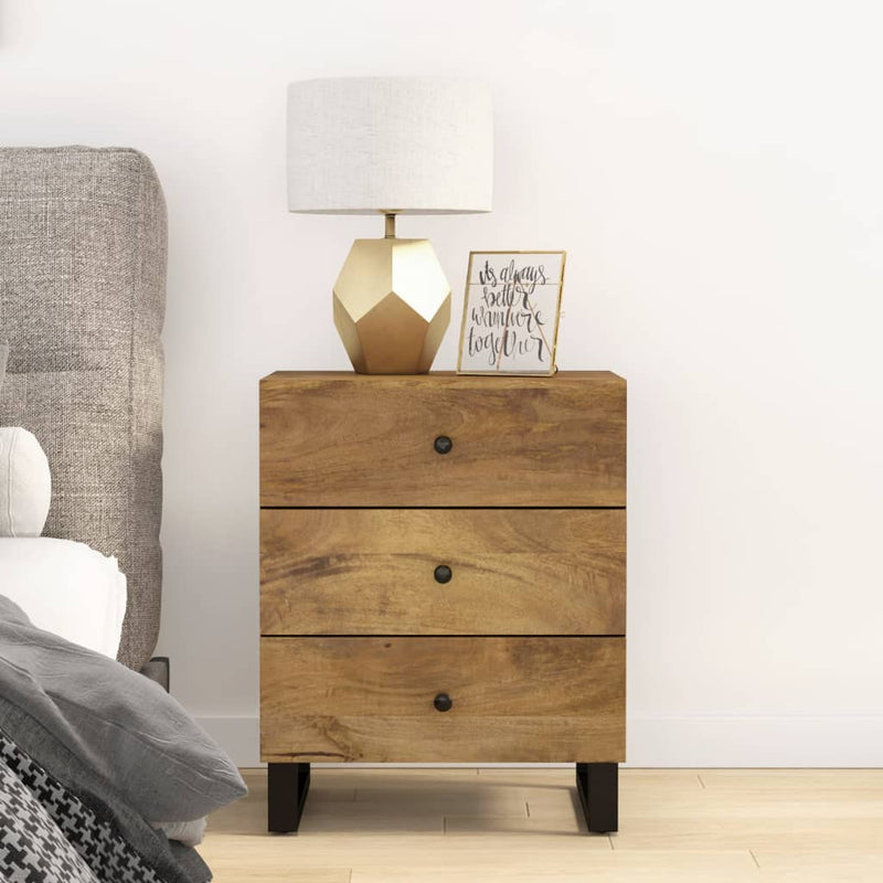 vidaXL tömör mangófa és szerelt fa éjjeliszekrény 50 x 33 x 62 cm