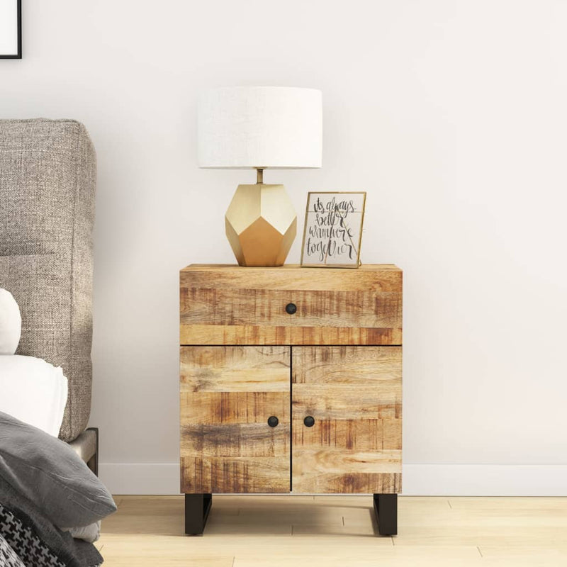 vidaXL tömör mangófa és szerelt fa éjjeliszekrény 50 x 33 x 60 cm