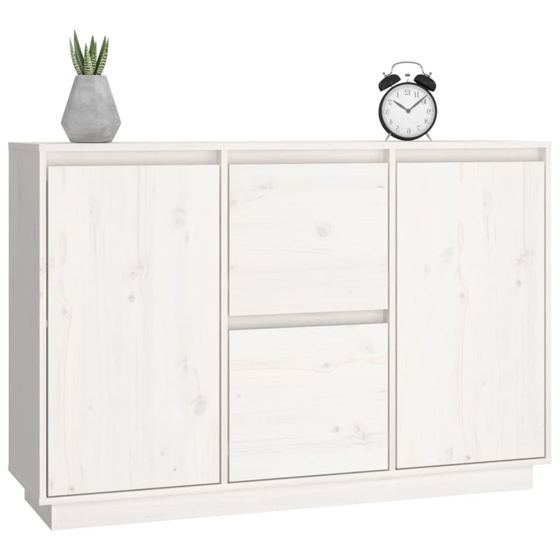 vidaXL fehér tömör fenyőfa tálalószekrény 111 x 34 x 75 cm