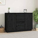 vidaXL fekete tömör fenyőfa tálalószekrény 111 x 34 x 75 cm