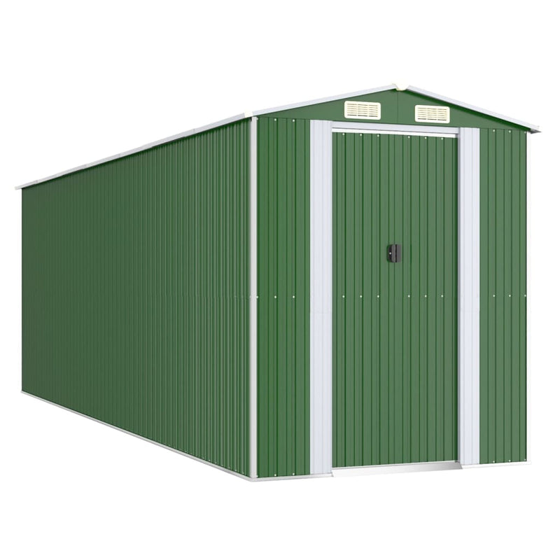 vidaXL zöld horganyzott acél kerti fészer 192x606x223 cm