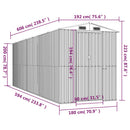 vidaXL zöld horganyzott acél kerti fészer 192x606x223 cm