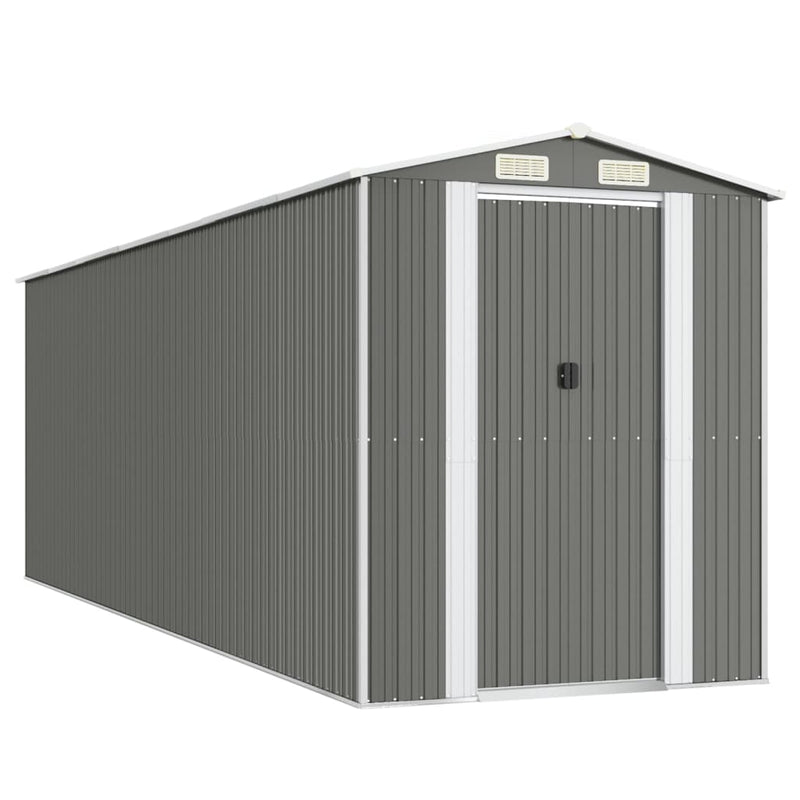vidaXL világosszürke horganyzott acél kerti fészer 192 x 606 x 223 cm