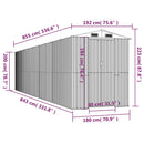 vidaXL világosszürke horganyzott acél kerti fészer 192 x 855 x 223 cm