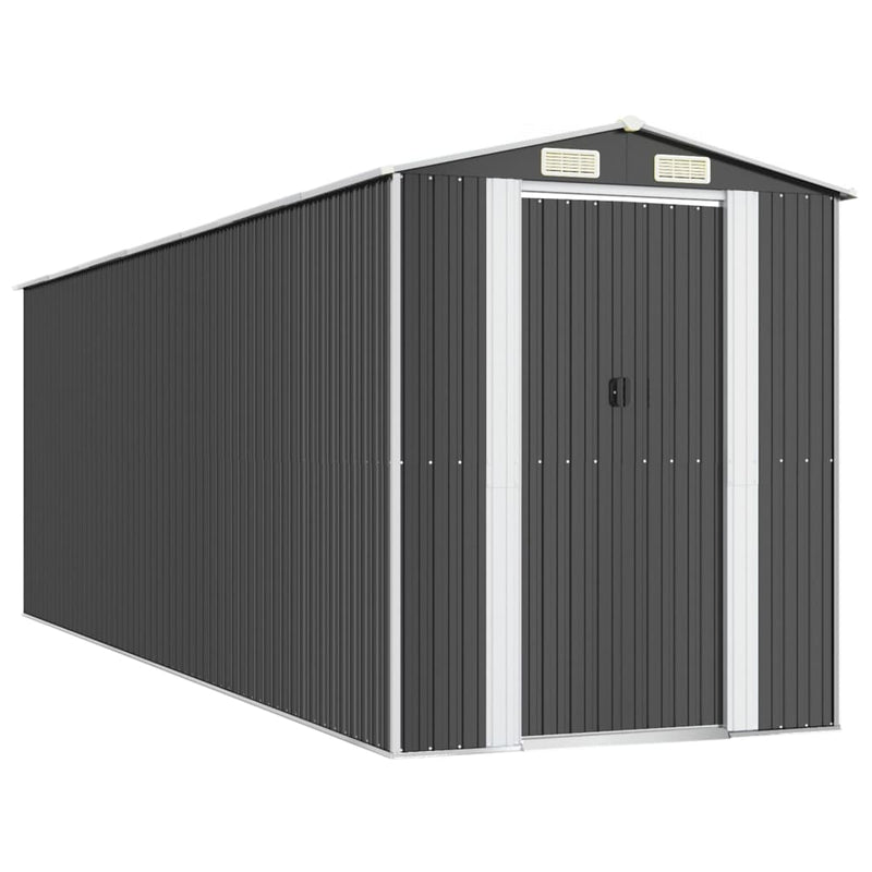 vidaXL antracitszürke horganyzott acél kerti fészer 192 x 606 x 223 cm