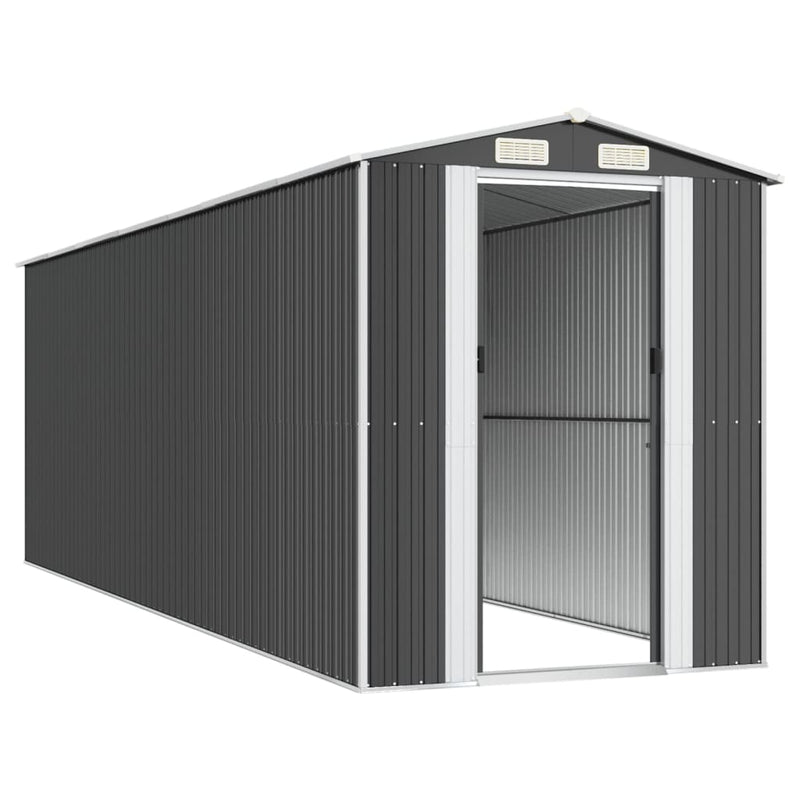 vidaXL antracitszürke horganyzott acél kerti fészer 192 x 606 x 223 cm