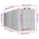 vidaXL antracitszürke horganyzott acél kerti fészer 192 x 606 x 223 cm