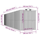 vidaXL antracitszürke horganyzott acél kerti fészer 192 x 855 x 223 cm