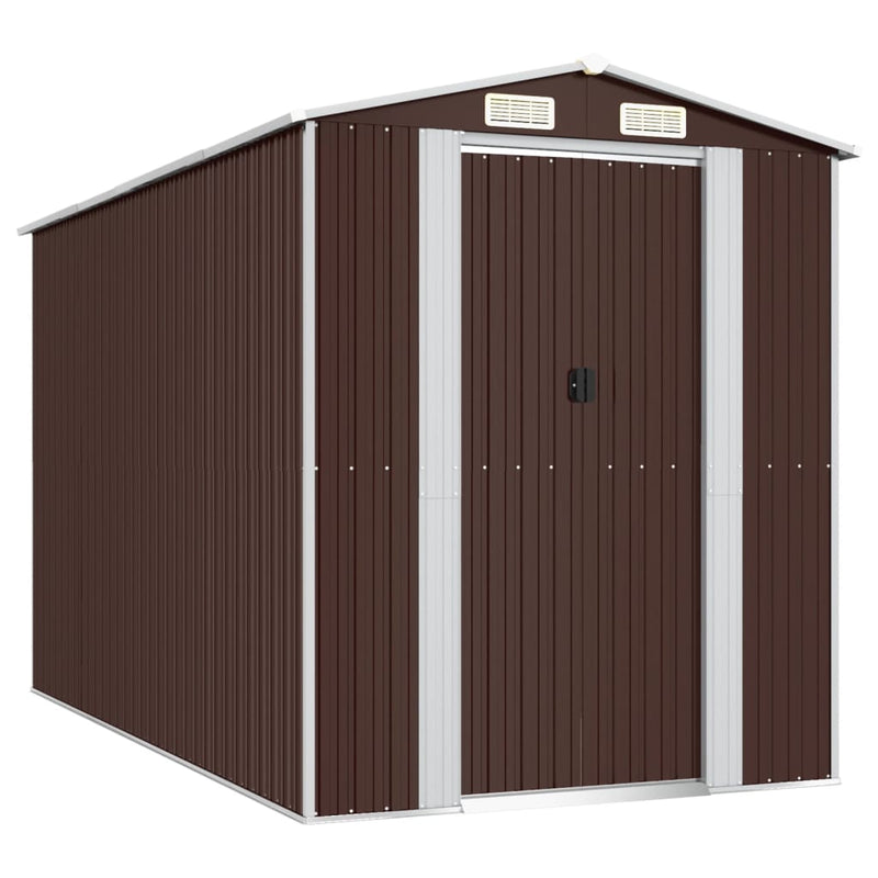 vidaXL sötétbarna horganyzott acél kerti fészer 192 x 357 x 223 cm