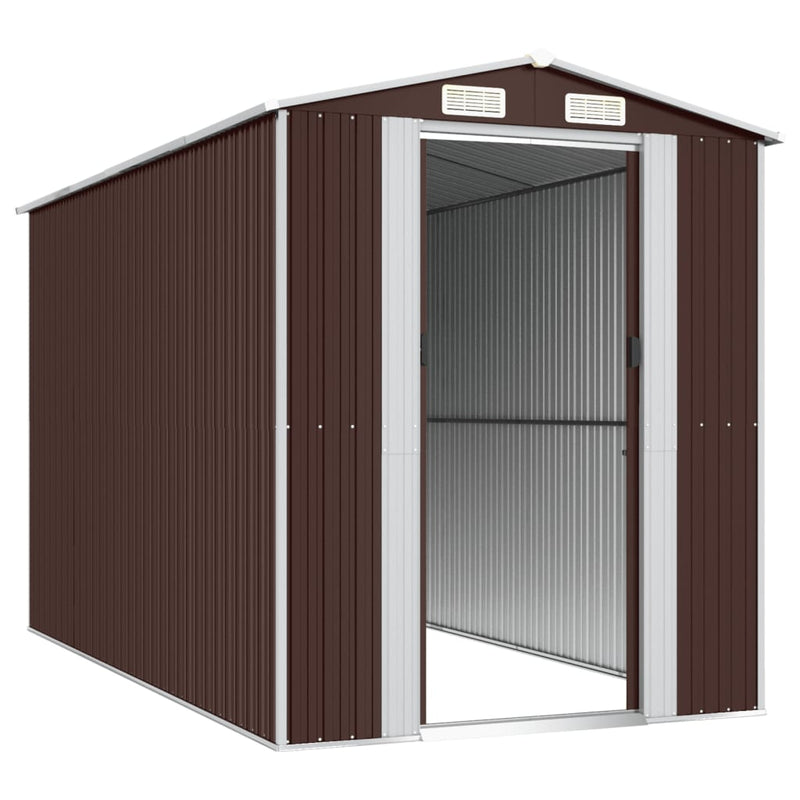 vidaXL sötétbarna horganyzott acél kerti fészer 192 x 357 x 223 cm