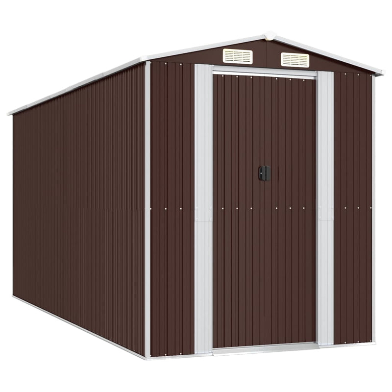 vidaXL sötétbarna horganyzott acél kerti fészer 192 x 440 x 223 cm