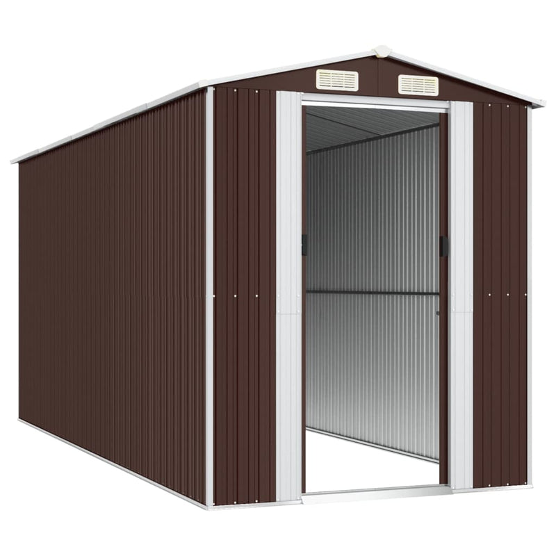 vidaXL sötétbarna horganyzott acél kerti fészer 192 x 440 x 223 cm