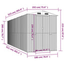 vidaXL sötétbarna horganyzott acél kerti fészer 192 x 523 x 223 cm