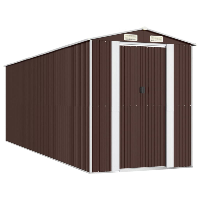 vidaXL sötétbarna horganyzott acél kerti fészer 192 x 606 x 223 cm